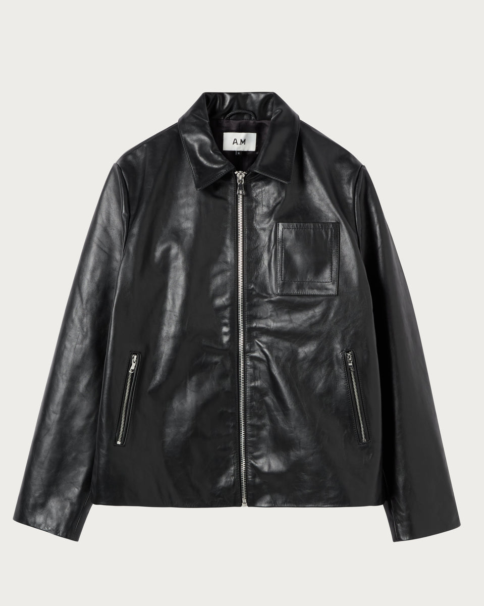 【mnem】Shop pocket leather blouson mnem】Shop pocket leather blouson Pocket leather jacket