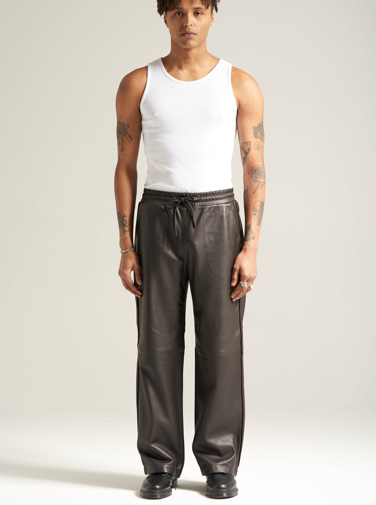 Sidestripe Track Pant in Nappa Leather Unisex by Arman Malik