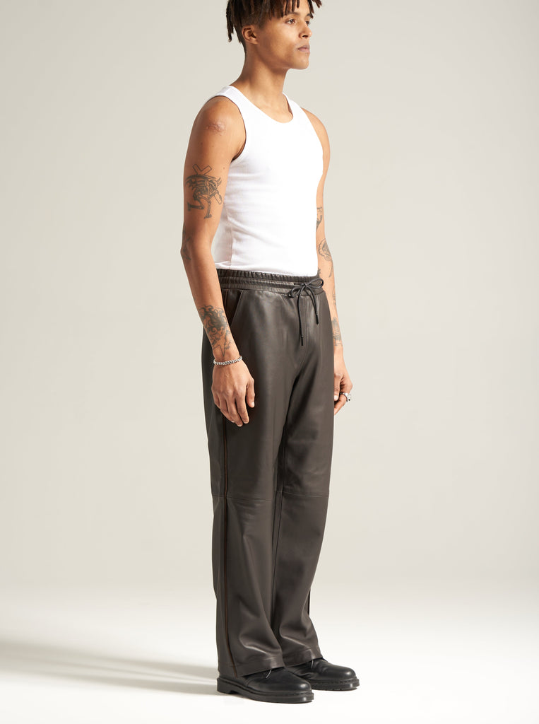 Sidestripe Track Pant in Nappa Leather Unisex by Arman Malik