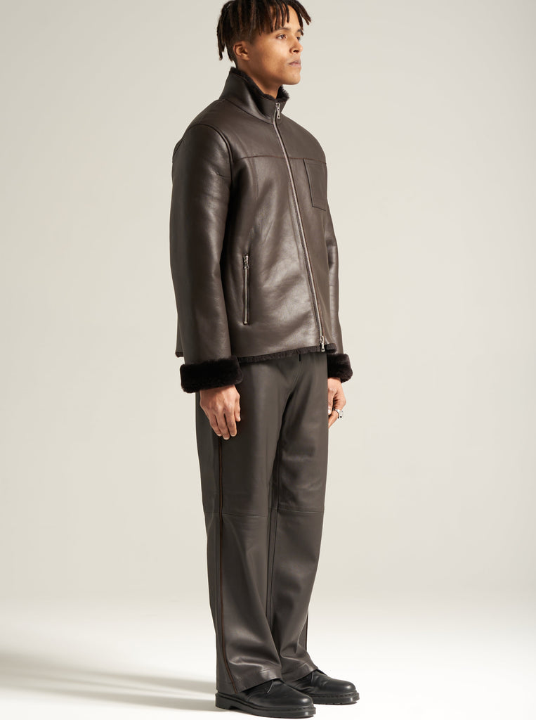 Shearling Track Top in Merino Nappa Leather Unisex by Arman Malik