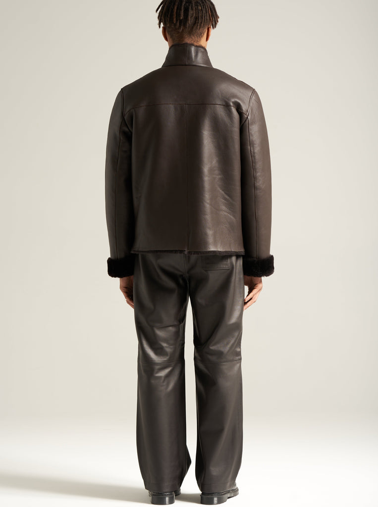 Shearling Track Top in Merino Nappa Leather Unisex by Arman Malik