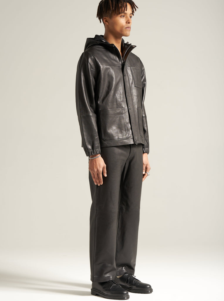 Hooded Hiker Jacket in Nappa Leather Unisex by Arman Malik