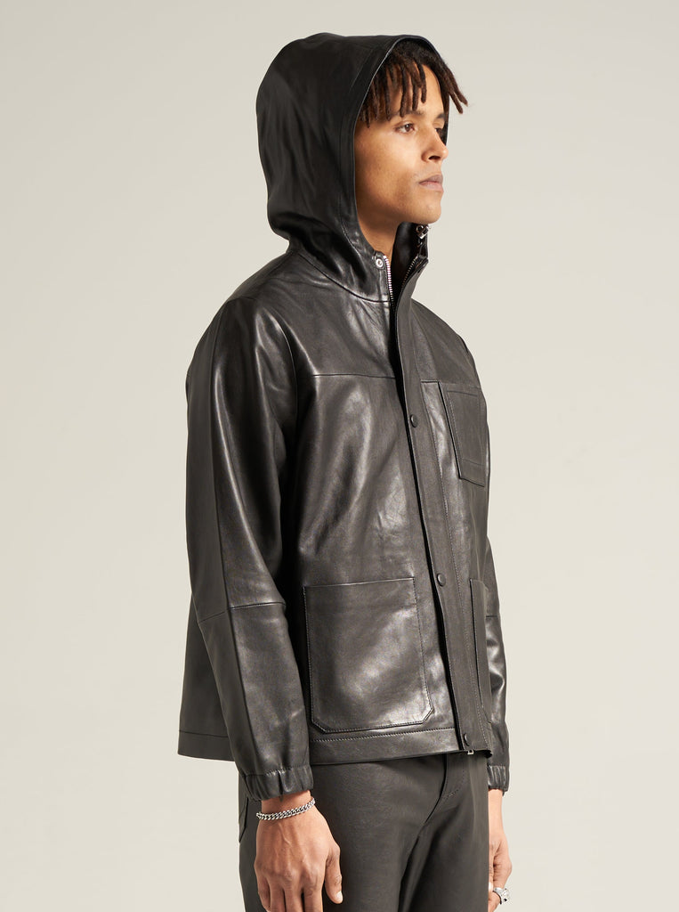 Hooded Hiker Jacket in Nappa Leather Unisex by Arman Malik