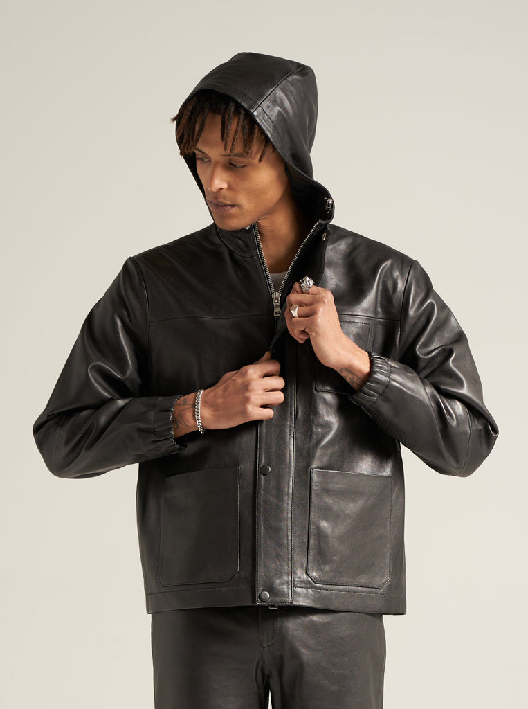 Hooded Hiker Jacket in Nappa Leather Unisex by Arman Malik