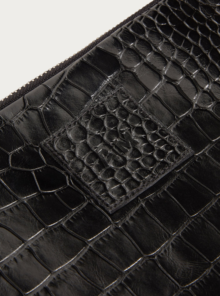 Zipped Sleeve in Croc Embossed Leather Unisex by Arman Malik